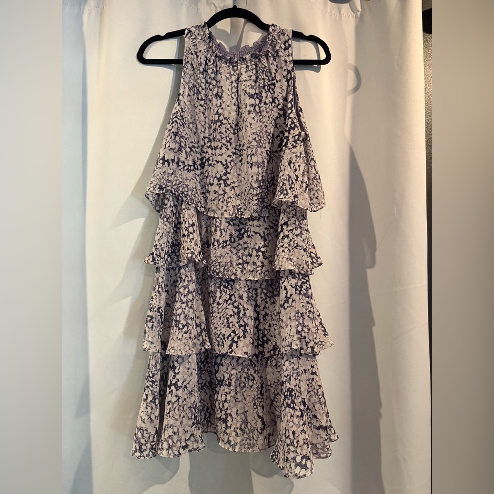 Nine West Purple and White Tiered Maxi Dress